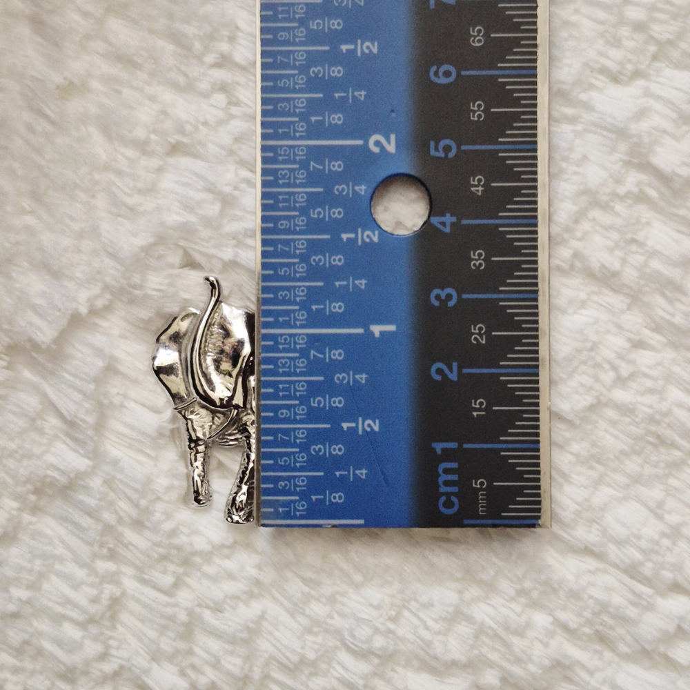 925 Sterling Silver Elephant Pin Brooch - Picture 6 of 7